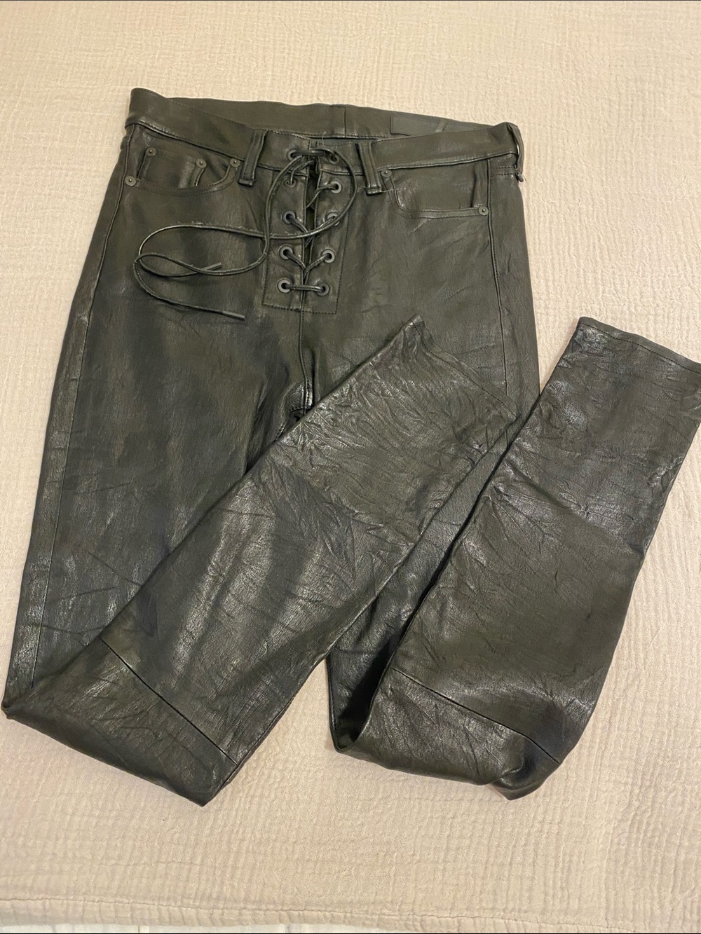 rag & bone Black Lace-Up Skinny Jeans. Size 27